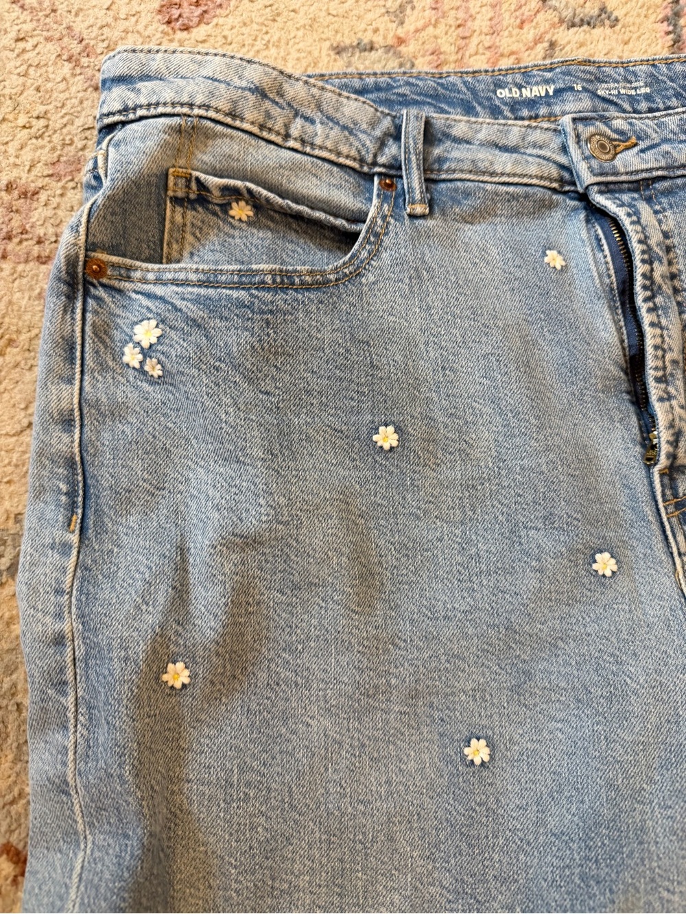 Old Navy Straight-Leg Jeans with Daisy Embroidery - Picture 2 of 5